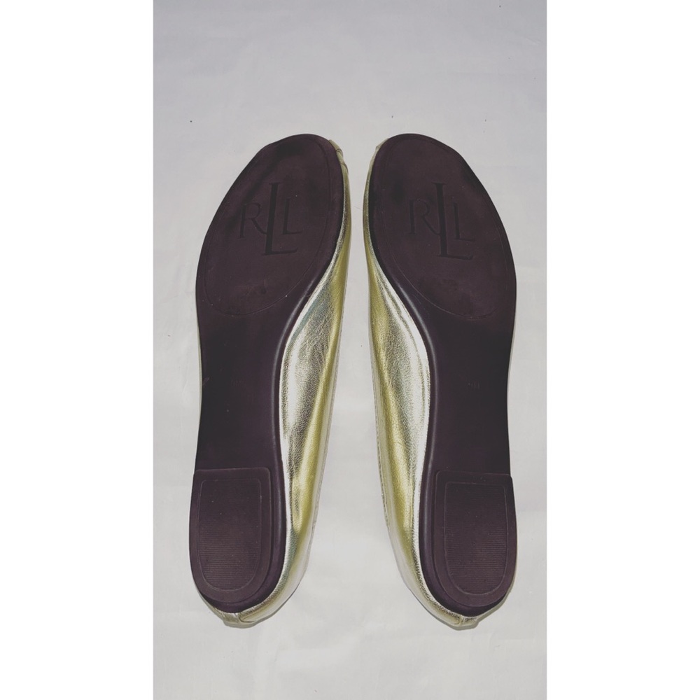 Ralph Lauren Gold Leather Flat w/ Logo Hardware - Picture 7 of 7